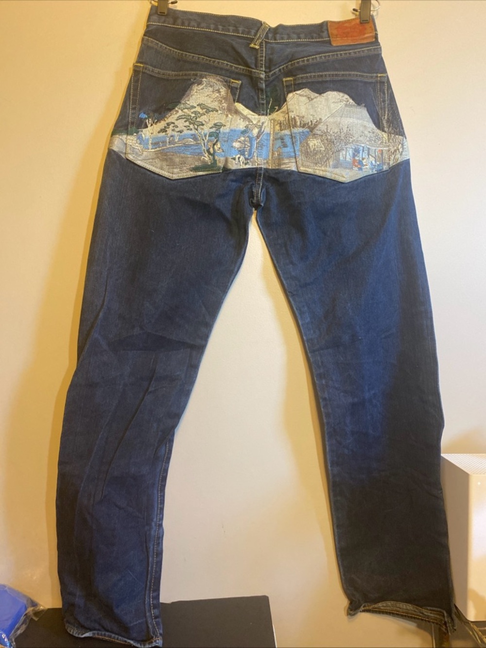 RMC Red Monkey Co. Martin Ksohoh Men’s Dark Wash Blue Embroidered Jeans Rare Vtg